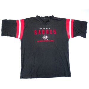 Vintage Buffalo‎ Sabres Shirt NHL Pro Player Goat Head T-Shirt 2XL V Neck Stitch